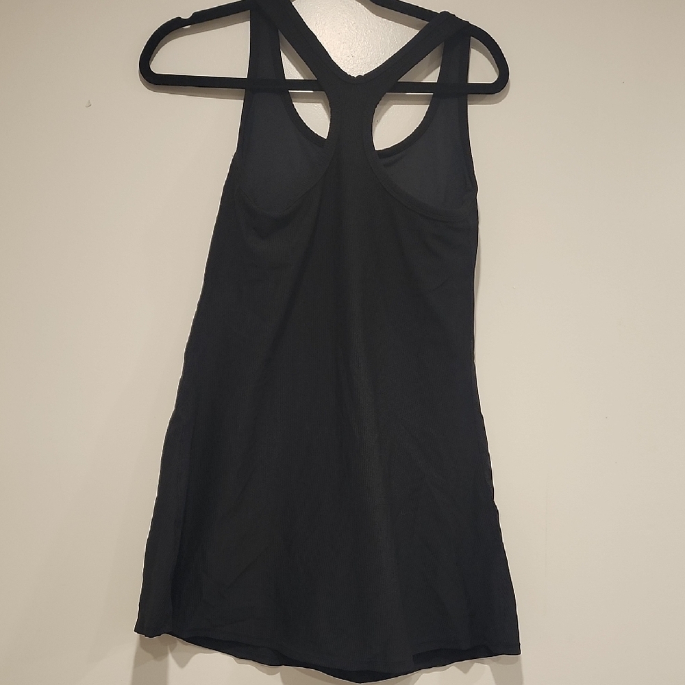 Halara Black Ribbed Racerback Dress With Shorts - Picture 3 of 6